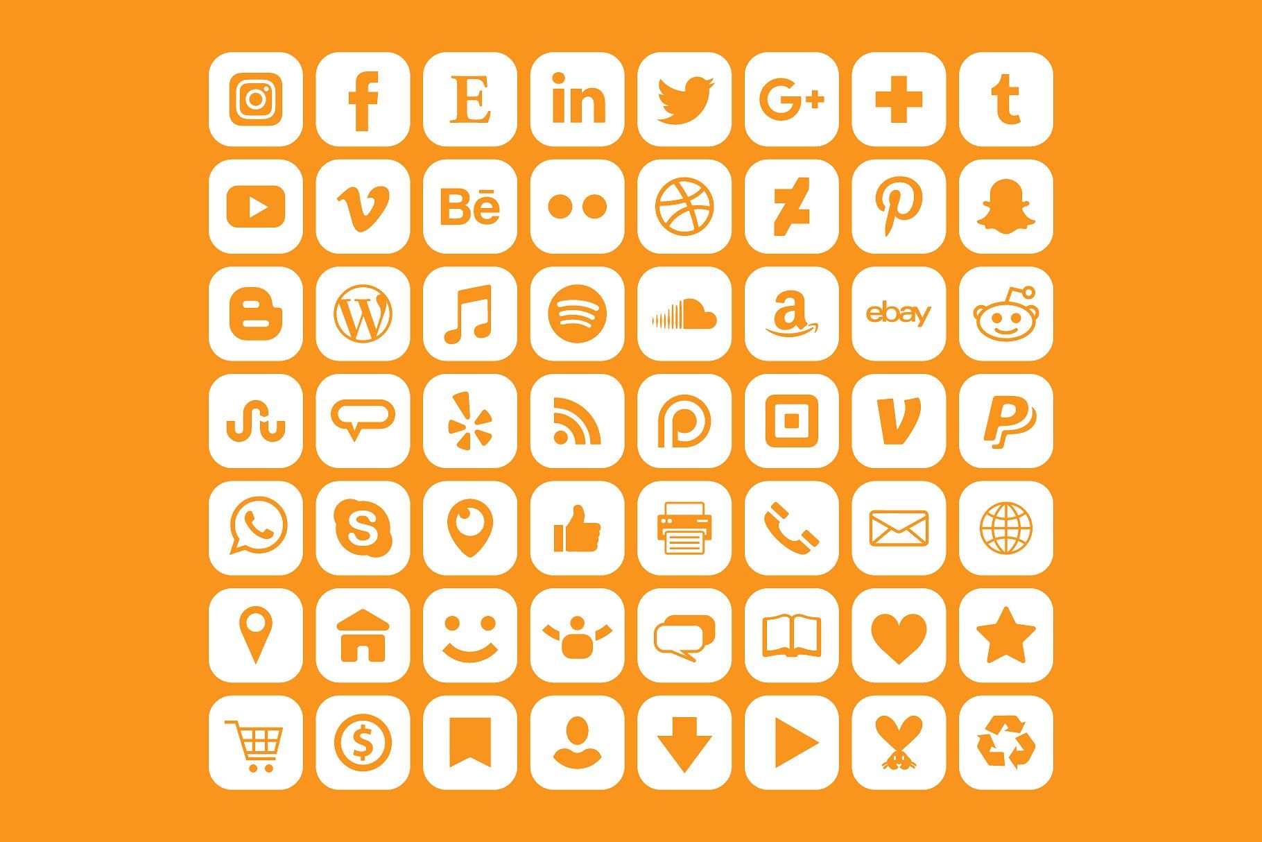 Orange Social Media Icons