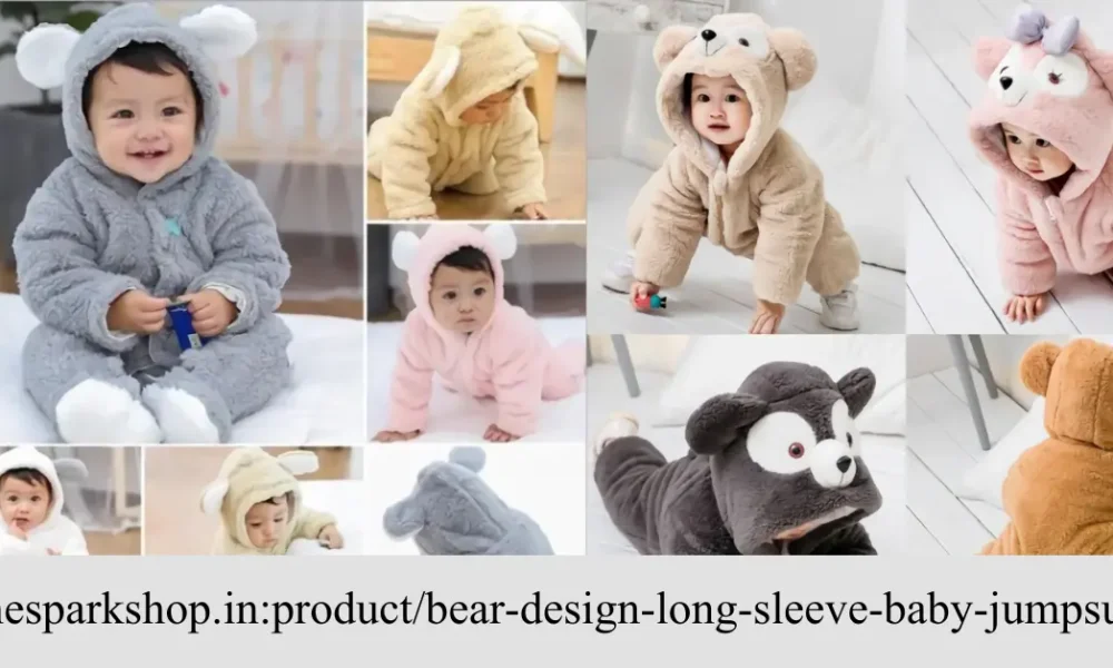 TheSparkshop.in Product Bear Design Long Sleeve Baby Jumpsuit: A Perfect Blend of Comfort and Style